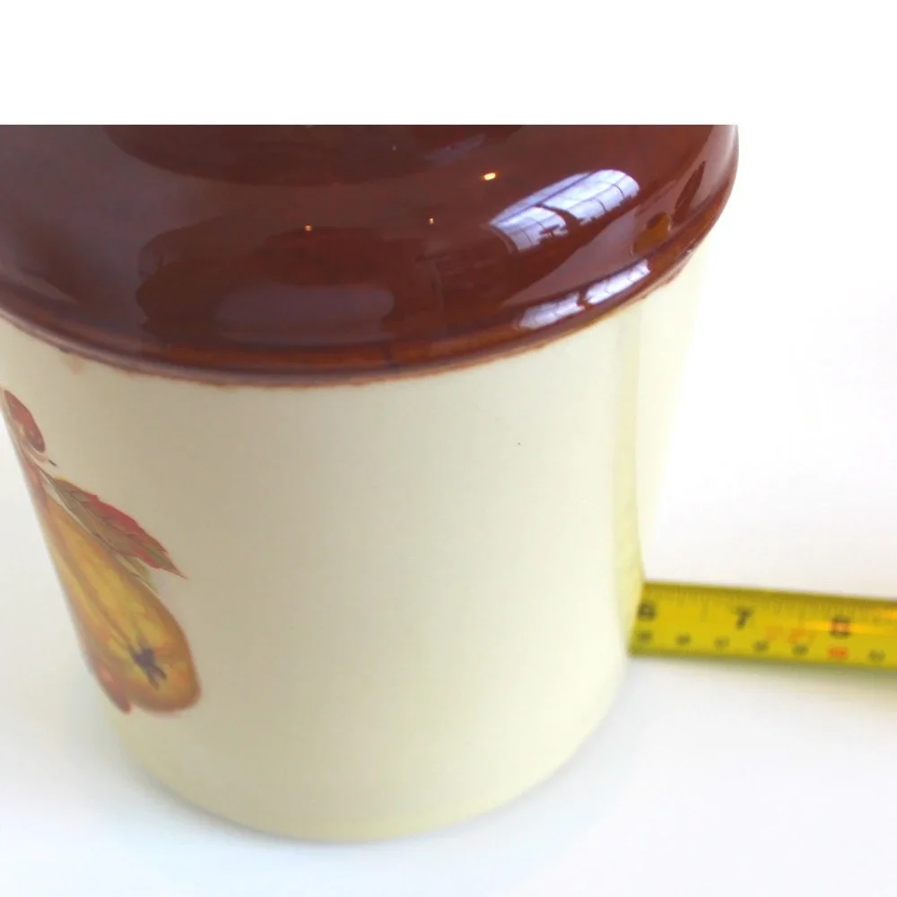 McCoy 253 Harvest Fruit Ceramic Canister with Lid Brown Cream Vintage USA